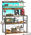 Aheaplus Bakers Rack with Power Outlet, Microwave Stand, 5 Tiers Coffee Bar by Aheaplus