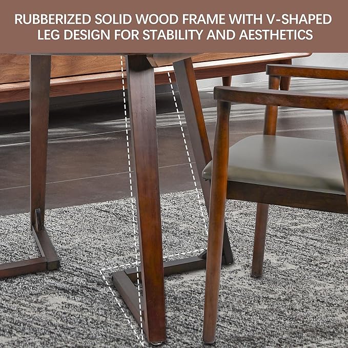 Round Rubber Solid Wood Dining Table - Image 4