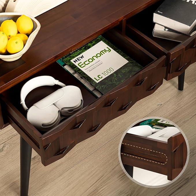 Bme Console Modern Mid-Century 2 Drawers, Unique Geometric Design Sofa Table - Image 5