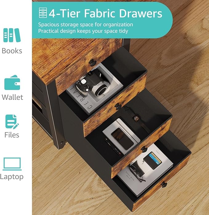Lufeiya Computer Desk with Fabric Drawers - Image 5