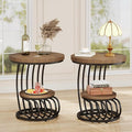 Tribesigns Round End Side Table: 2 Tiers Side Table Set of 2, Vintage End Table by Tribesigns