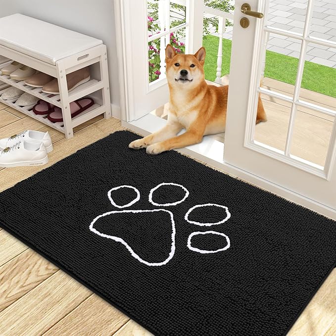 OLANLY Door Mat for Muddy Dog Paws 48x30, Ultra Absorbent Chenille Mud Doormat by OLANLY