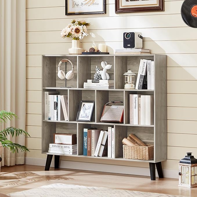 LEYAOYAO 10 Cube Bookshelf, 3 Tier Modern Wide Bookcase - Image 4