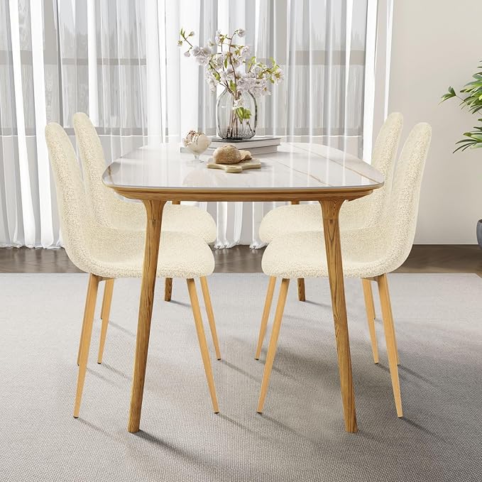 FurnitureR Dining Chairs Set of 4, Upholstered Chenille Fabric Dining Room - Image 7