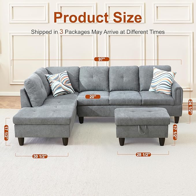 Osparple L Shaped Couch Sectional Couches - Image 2