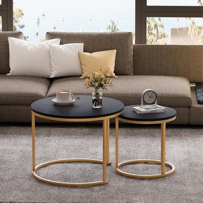 Garden 4 you Nesting Coffee Table, 23.6" Round Coffee Table Set of 2, Wooden - Image 5