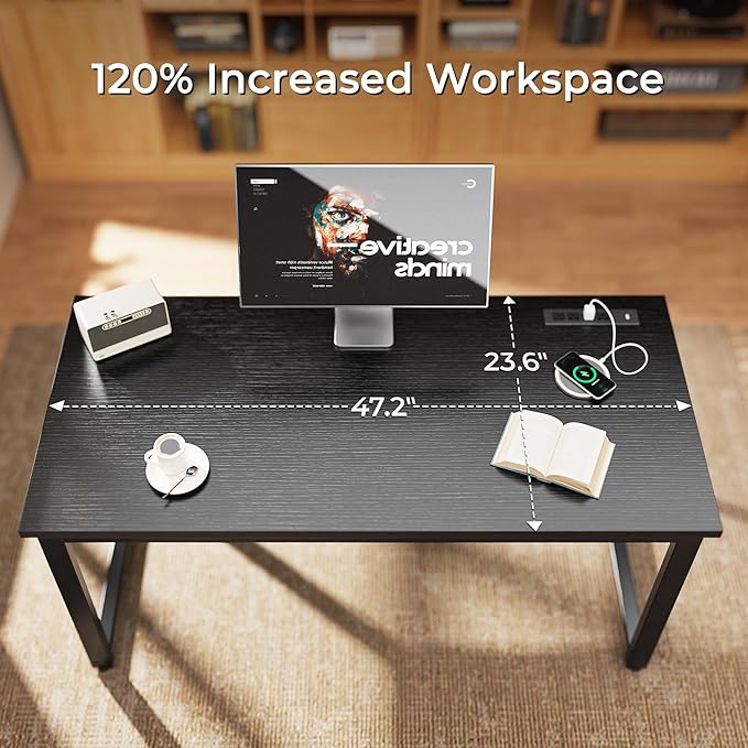 Huuger 48 x 24 inch Desk with Power Outlets & USB-C, Deeper & Thicker Desktop - Image 6
