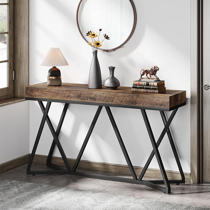 Tribesigns 55 Inch Console Table, Farmhouse Sofa Table Wood Entryway Table - Image 4