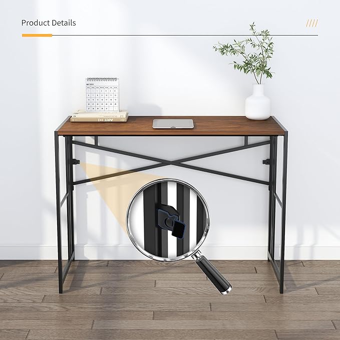 35 inch Folding Small Desk, Writing Gaming Computer Camping Desk - Image 8