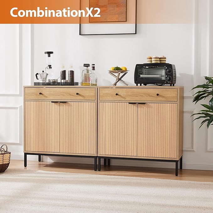 Sideboard Buffet Cabinet with Drawer, Farmhouse Coffee Bar Station Table - Image 6
