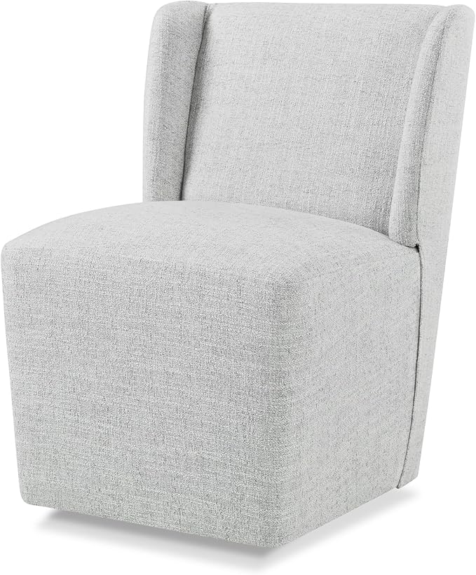Upholstered Dining Chair with Casters Wingback Modern Side Armless Deskchair by Kislot