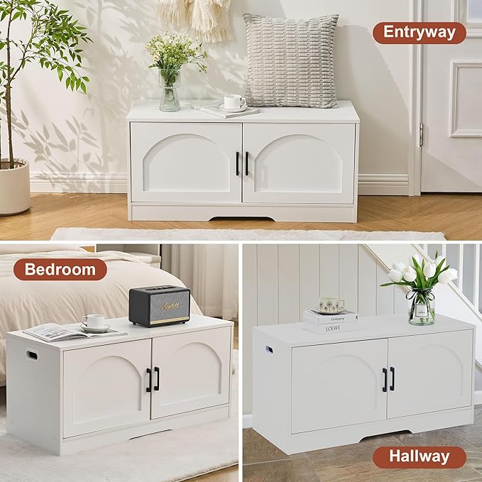 Storage Bench, 39.4" Shoe Bench - Image 9