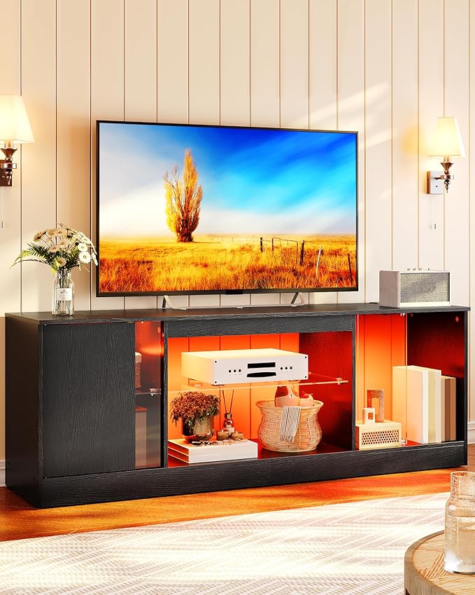 TV Stand with Power Outlets 55 65 inch, Modern Entertainment Center with - Image 3