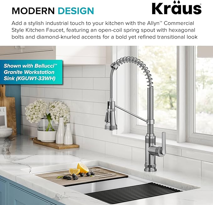 KRAUS Allyn Commercial Style 2-Function Single Handle Pull Down Kitchen Faucet - Image 4