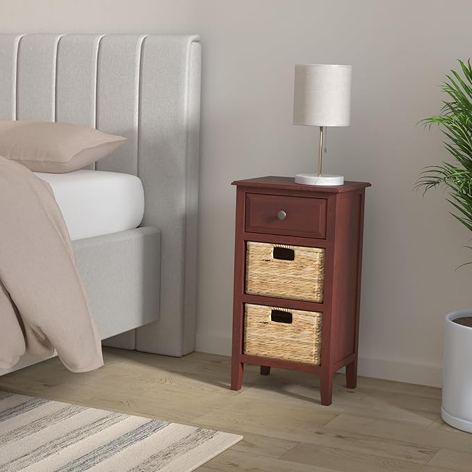 Safavieh Home Collection Everly Drawer Cherry 1-Drawer 2 Removable Baskets Side - Image 2