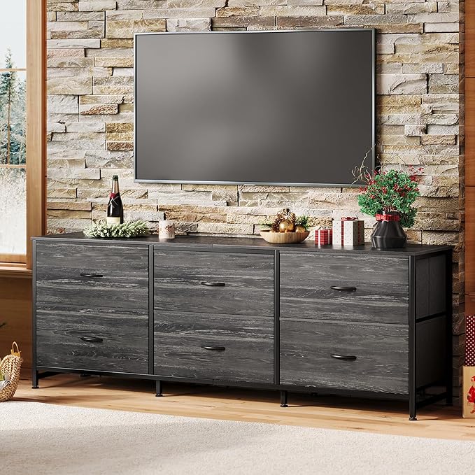 Huuger 63 Inch Long Dresser for Bedroom, TV Stand for 55, 70 Inch TV, 6 Drawer - Image 9