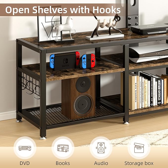 VECELO 63" TV Stand with Mount and Power Outlets, Entertainment Center Console - Image 6