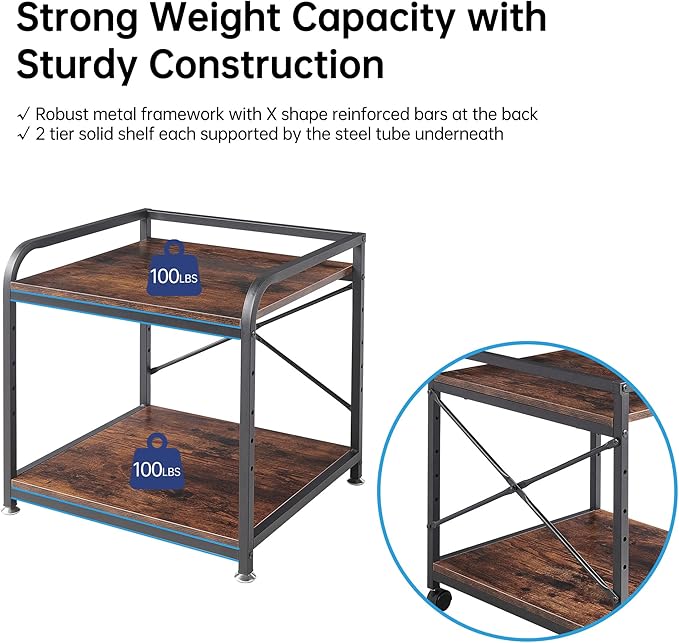 Under Desk Printer Stand, 20 Inches Deep Large Printer Table - Image 8