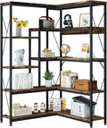 Shintenchi 5 Tiers Corner Bookshelf, 70.86" Tall L-Shaped Bookcase, Large by Shintenchi