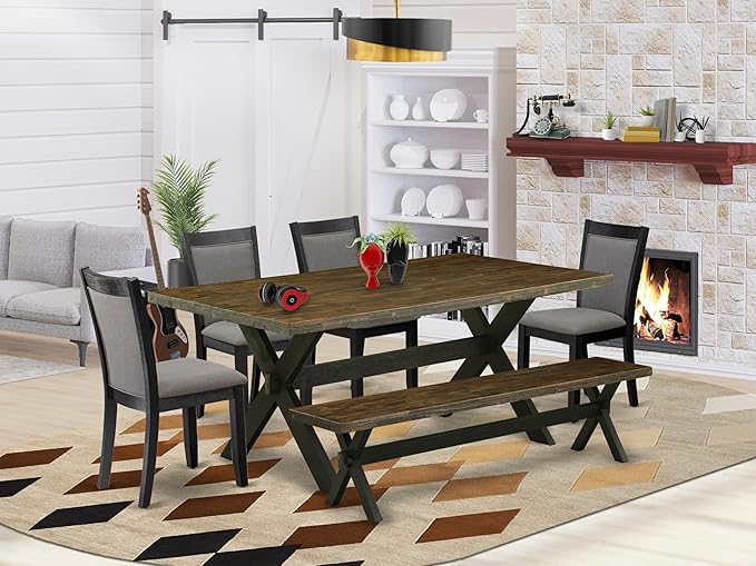 East West Furniture X677MZ650-6 6 Piece Kitchen Table Set Contains a Rectangle - Image 2