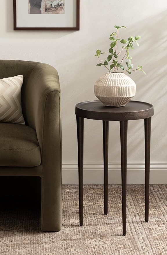 Kate and Laurel Rava Modern Metal Round Side Table, Cast Aluminum Accent Table - Image 2