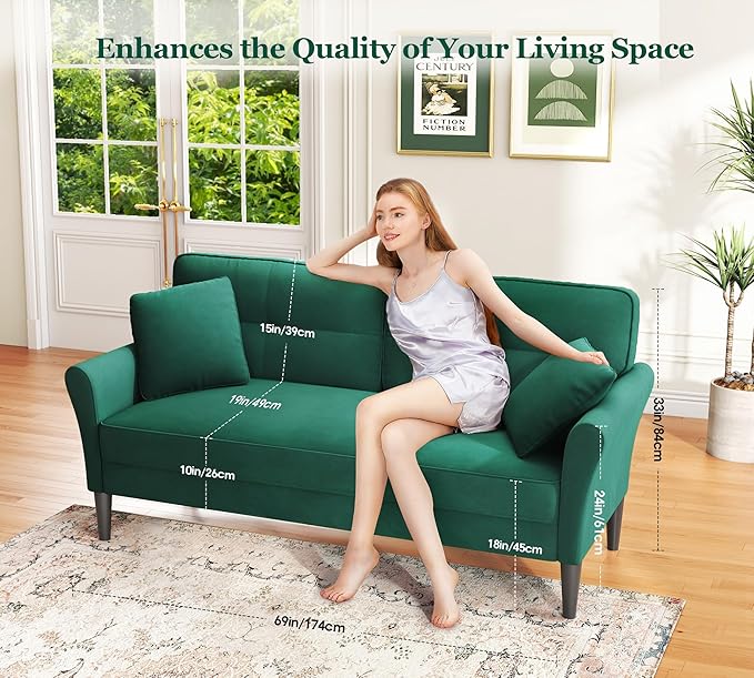 69" Small Sofa, Soft Small Couch - Image 4