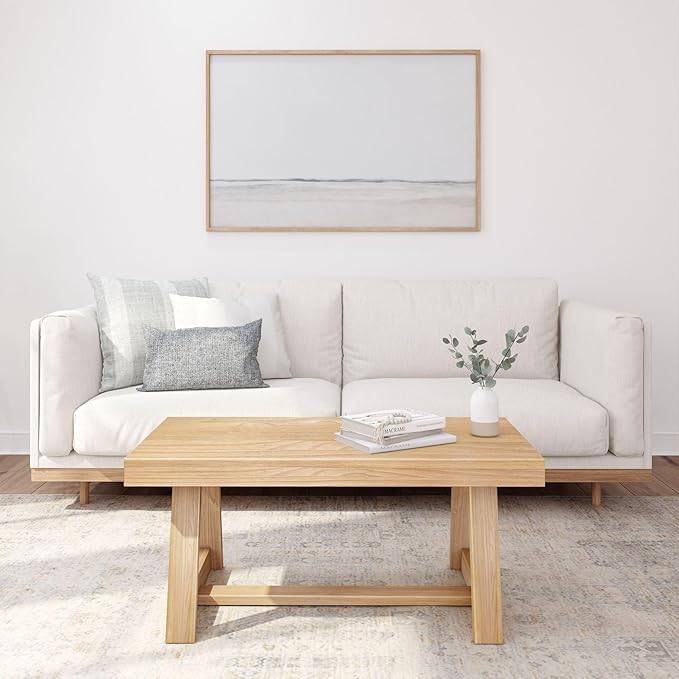 Plank+Beam Classic Rectangular Coffee Table, 40 Inch Farmhouse Coffee Table - Image 2