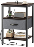 SUPERJARE Nightstand with Charging Station, Bed Side Table with Adjustable by SUPERJARE