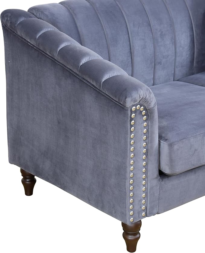 Sectional Sofa Set, Microfiber Chesterfield Upholstered Sofas Loveseat Couch - Image 6