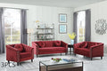 Sectional Sofa Set, Microfiber Chesterfield Upholstered Sofas Loveseat Couch by Unknown