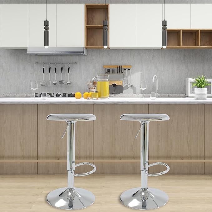 CAROLMADE Bar Stools Set of 2, Adjustable Metal Bar stools Swivel Counter - Image 4