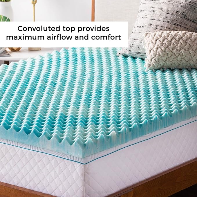 Linenspa 3 Inch Convoluted Gel Swirl Memory Foam Mattress Topper - Image 3