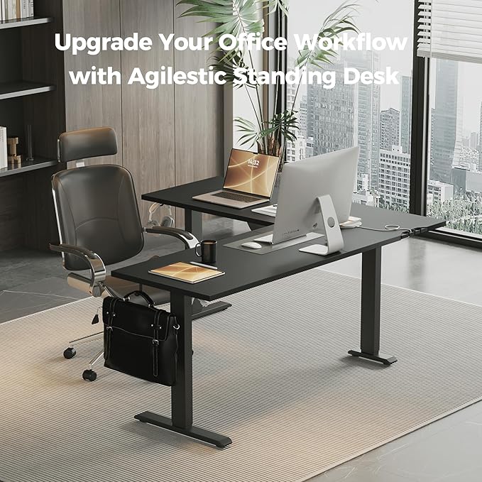 Agilestic 63 x 55 Inch L Shaped Standing Desk Adjustable Height, Corner - Image 3