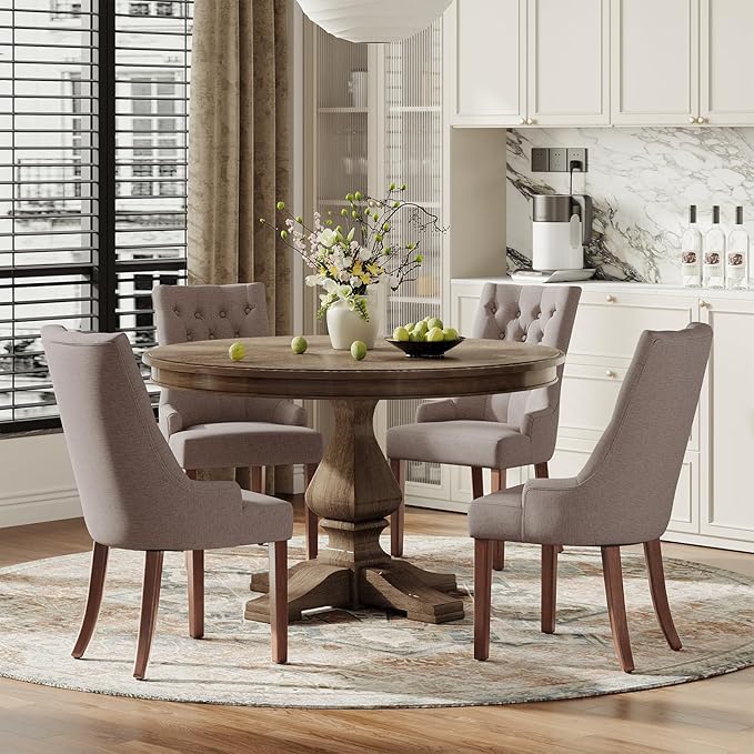 COLAMY Wingback Upholstered Dining Chairs Set of 4, Fabric Side Dining Room - Image 3