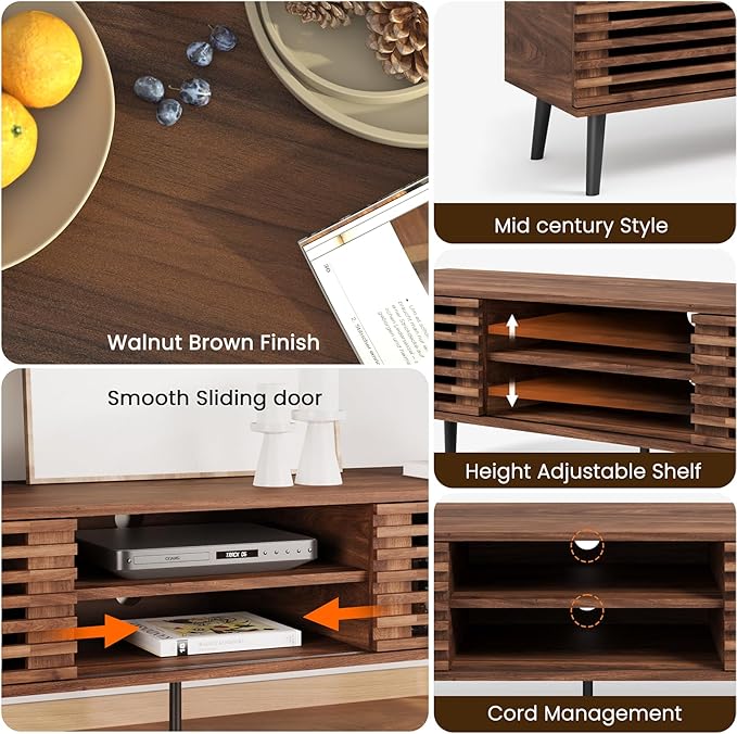 HAIOOU Mid Century Modern TV Stand, Small Entertainment Center Media Console - Image 6