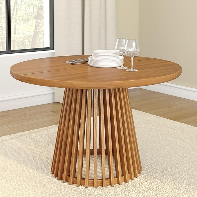 Plank+Beam Lido Round Dining Table, Minimalist Kitchen Table by PlankBeam