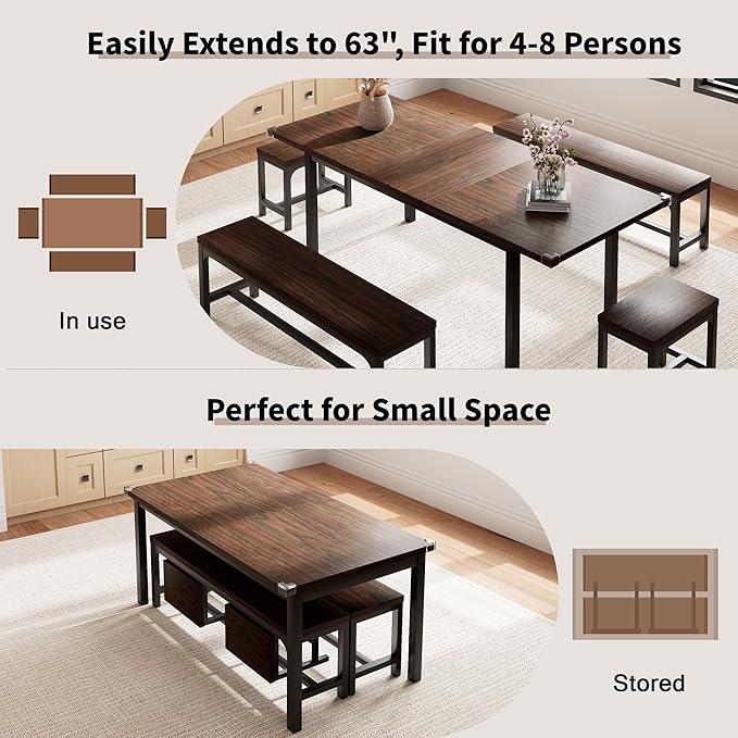 5 Pieces Dining Room Table Set for 4-6, Small Dining Table Set - Image 2
