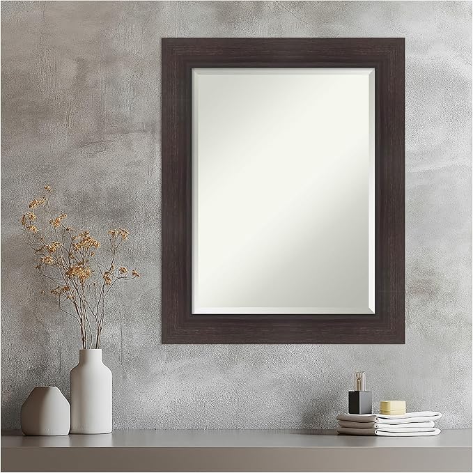 Amanti Art Brown Wall Mirror 30x24 Sloped Espresso Rectangle Bathroom Mirror - Image 6