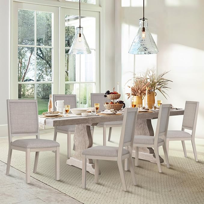 COLAMY Wood Dining Chairs Set of 6, Mid Century Modern Upholstered Kitchen - Image 2