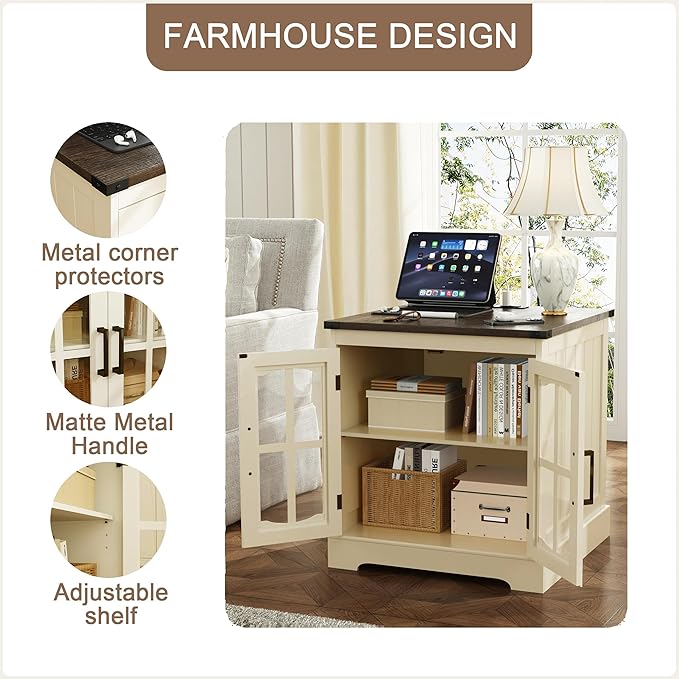 ChooChoo Farmhouse End Table Set of 2, Nightstand - Image 5
