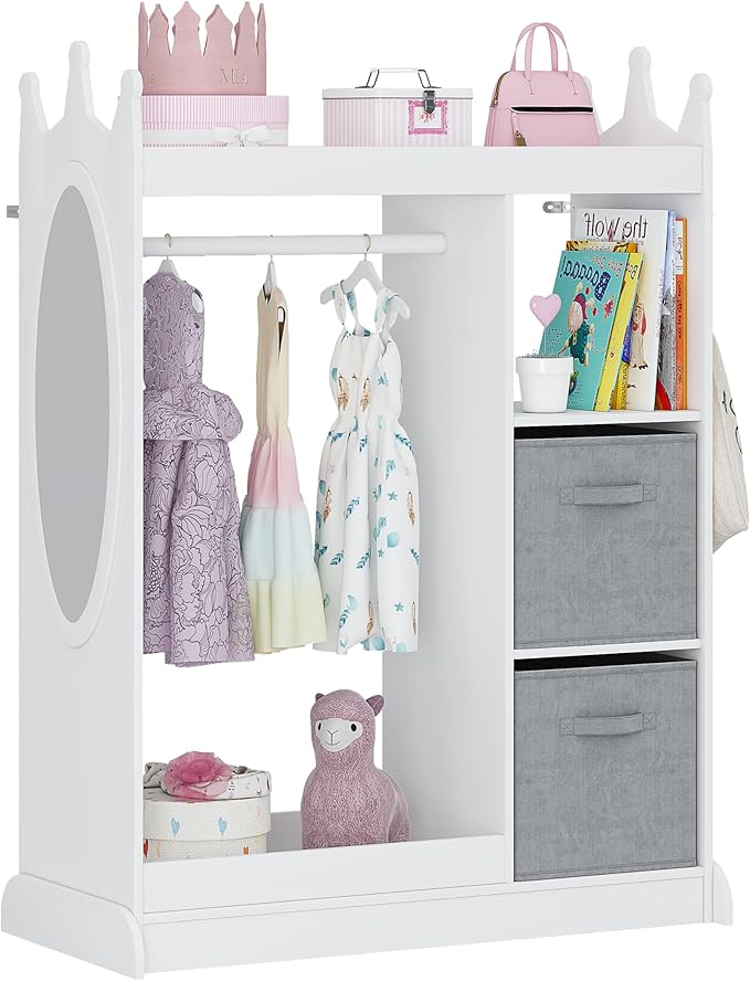UTEX Kids Play Armoire with Mirror, Storage Bins and Closet by UTEX