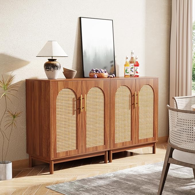 Tribesigns Set of 2 Rattan Sideboard Buffet - Image 3