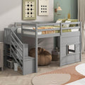 Twin Size Loft Bed with Storage Staircase and Window, Wood Twin Loft Bunk by Unknown