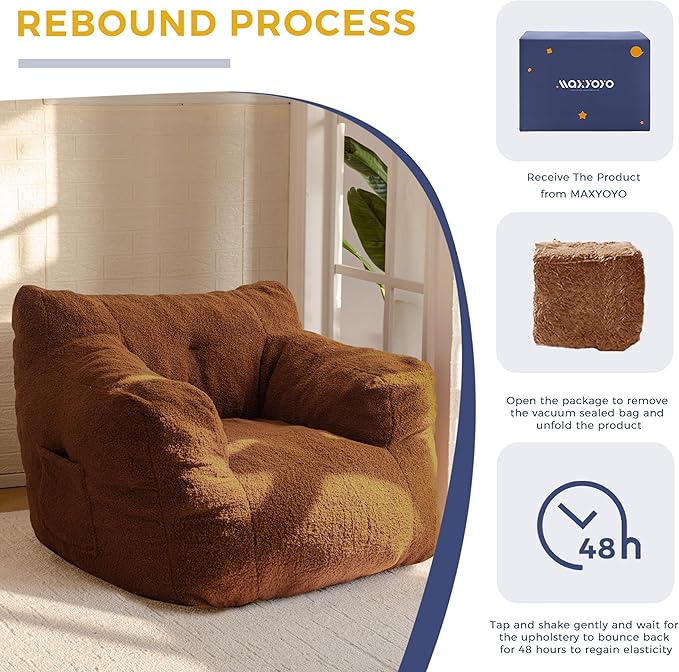 MAXYOYO Bean Bag Chair, Tufted Bean Bag Sofa - Image 7