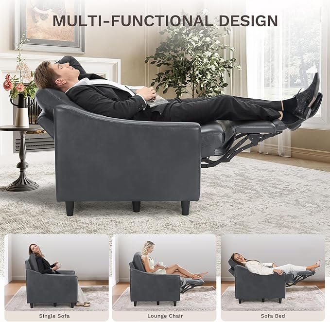 COLAMY Pushback Electric Recliner Chair Set of 2, Premium Leather Upholstery - Image 4