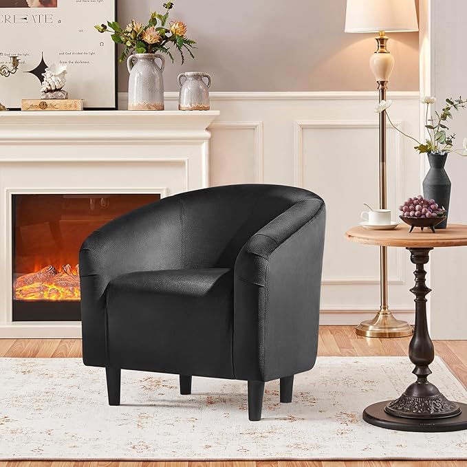 Yaheetech Barrel Chair, Modern Accent Chair Comfy Velvet Armchair Club Sofa - Image 2