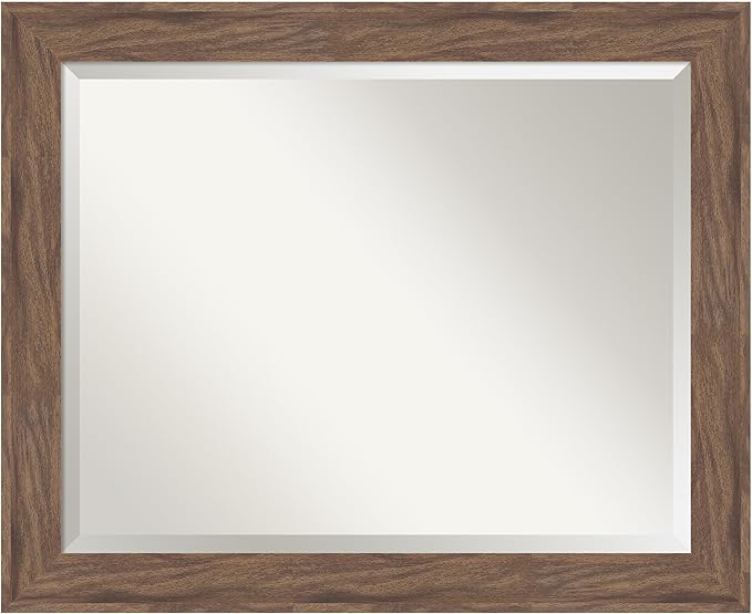 Amanti Art Brown Wall Mirror 27x33 Pia Medium Brown Rectangle Bathroom Mirror by AmantiArt