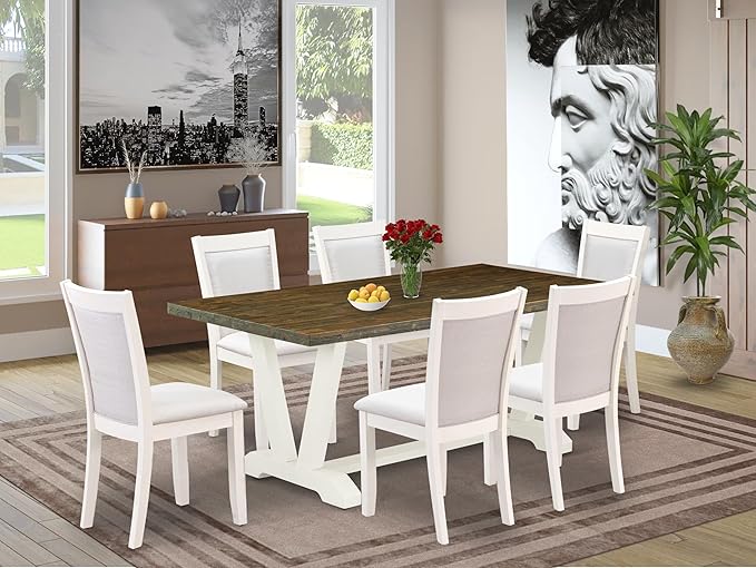 East West Furniture V077MZ001-7 7 Piece Kitchen Table Set Consist of a - Image 2