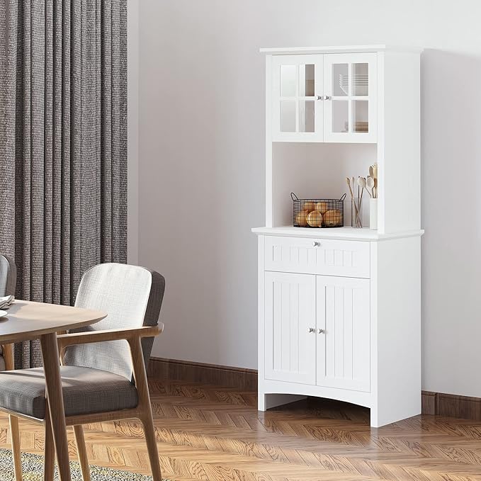 HOMCOM Elegant Buffet with Hutch, Kitchen Pantry Storage Cabinet with Framed - Image 4