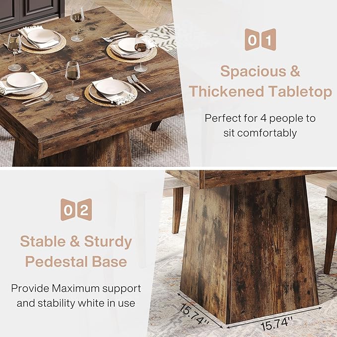 Tribesigns Square Dining Table for 4, 31.5-Inch Small Kitchen Table - Image 6
